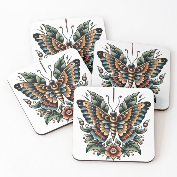 Artikelvorschau, Vintage buntes Schmetterlings-Flash-Tattoo-Kunstdesign entworfen und verkauft von BrianSaysDesign.