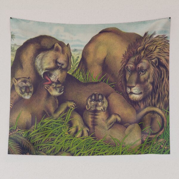 Item preview, Vintage Illustration of a Lion Family (1874) designed and sold by BravuraMedia.