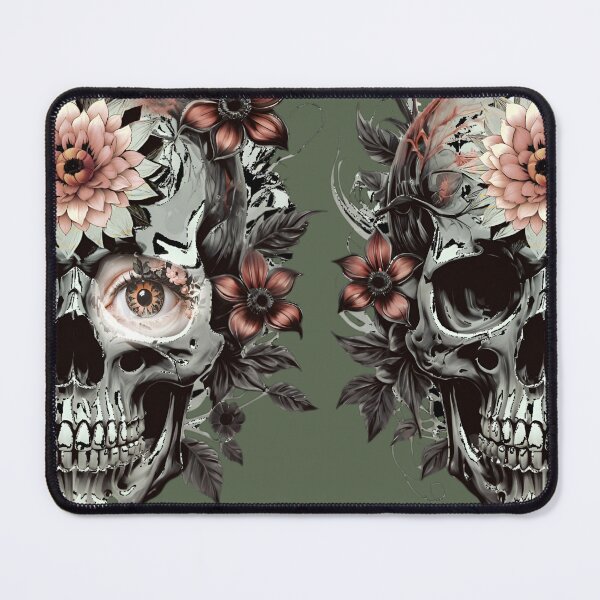 Item preview, Classic Peach Floral Goth Skull | Vintage Orange Flower Design designed and sold by DopeStick.