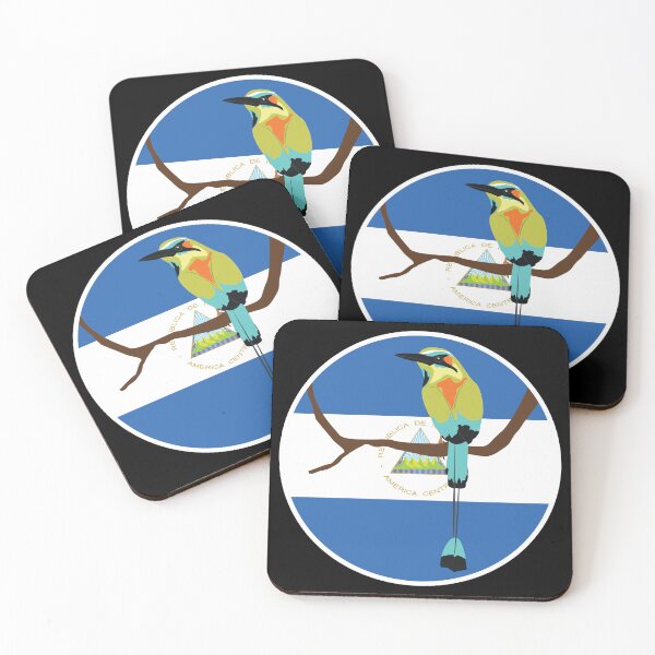 Item preview, Nicaragua Turquoise-browed motmot Torogoz Nicaraguan National Animal Flag designed and sold by FlagX.