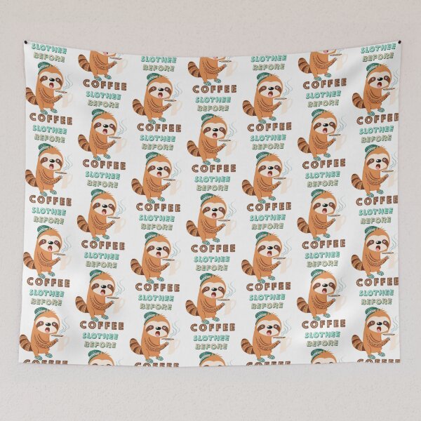 Item preview, SLOTHEE BEFORE COFFEE, SLEEPY SLOTH HOLDING CUP OF COFFEE, AI designed and sold by davidjulie.