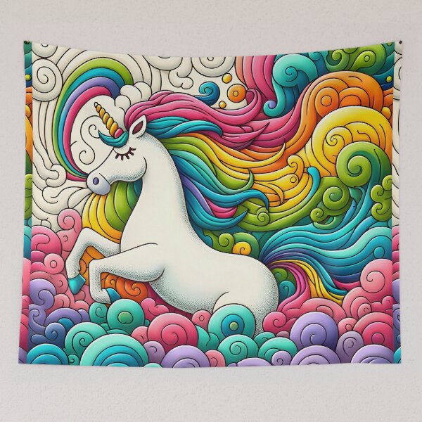 Aperçu de l'œuvre Tourbillons mystiques Licorne Fantasy Art créée et vendue par inkArtistryfine.