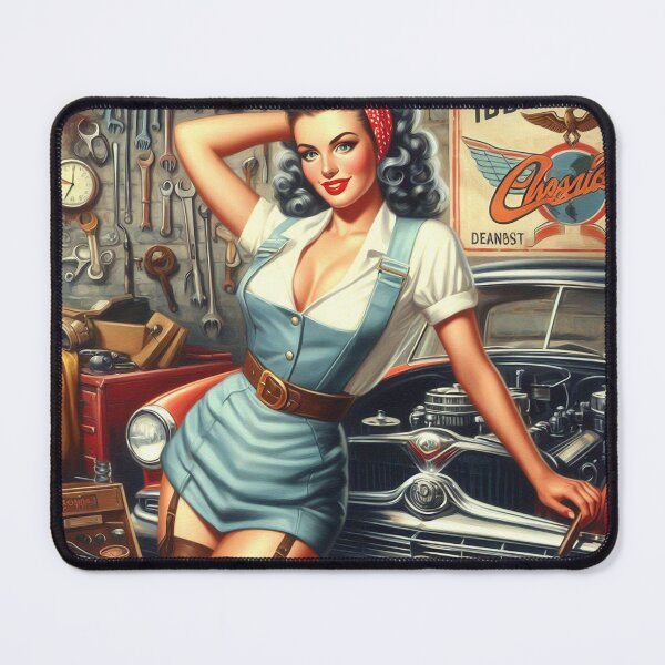Item preview, Vintage Mechanic Pin Up designed and sold by PulpVintage.
