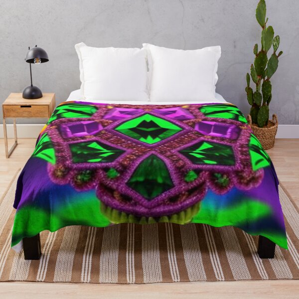 Aperçu de l'œuvre Flacon de parfum coloré Trippy Jeweled Skull créée et vendue par TheDarkWardrobe.