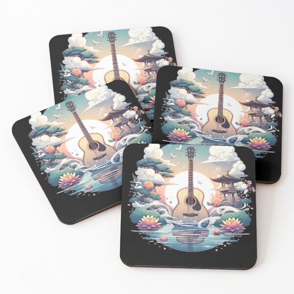Item preview, Guitar with Japanese Floral Theme designed and sold by YokujinDesign.