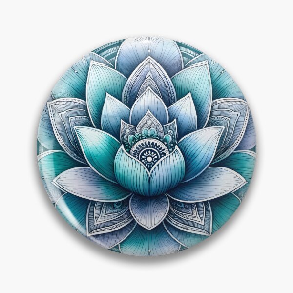 Item preview, Tranquil Teal Lotus Mandala Artwork designed and sold by inkArtistryfine.