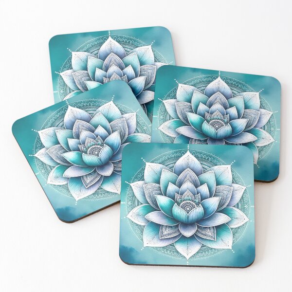 Item preview, Tranquil Teal Lotus Mandala Artwork designed and sold by inkArtistryfine.