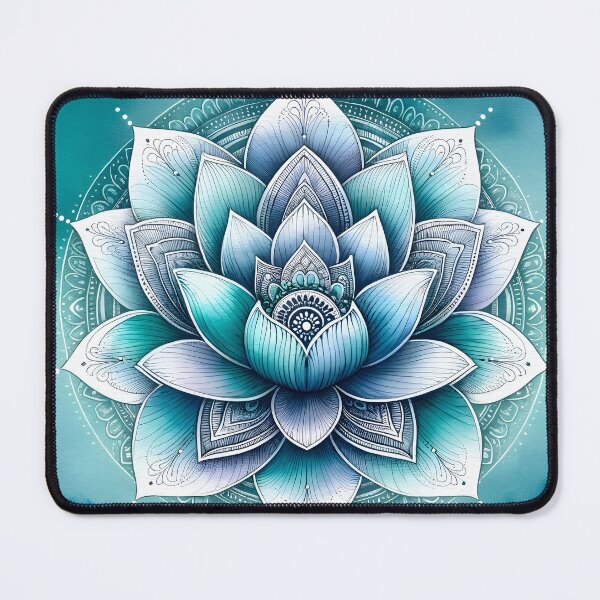Item preview, Tranquil Teal Lotus Mandala Artwork designed and sold by inkArtistryfine.
