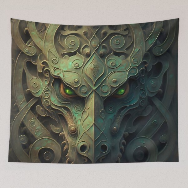 Item preview, Medieval Celtic Dragon Head Relief Emerald Eyes  designed and sold by DragonRealms.