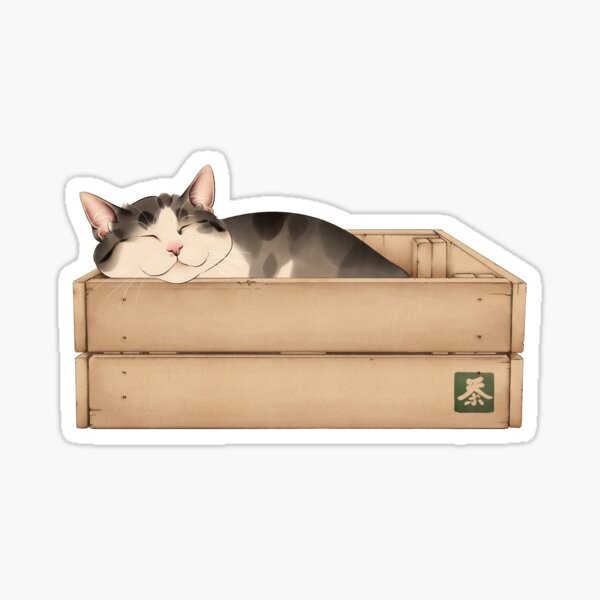 Cat in Wooden Box Sticker