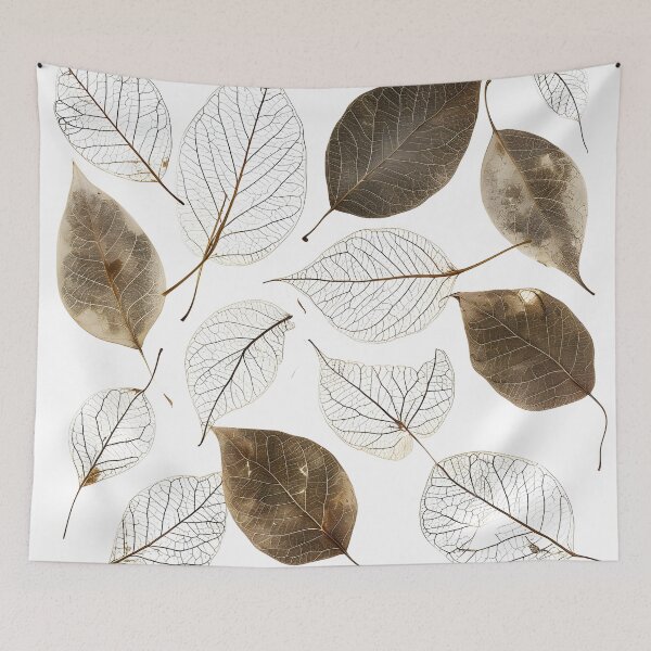 Item preview, earthtone skeleton leaf decorative print designed and sold by dcrc.
