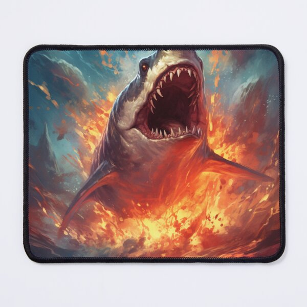 Item preview, Mighty Megalodon Jumping Through Fire designed and sold by DigitalLegends1.