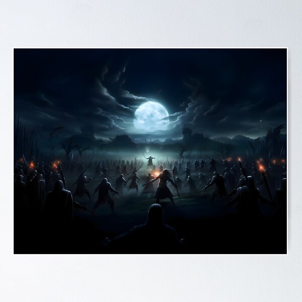Item preview, Battle Under the Moonlight - Dark Epic Medieval Fantasy Battle designed and sold by FantasyFusion.