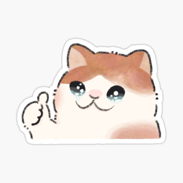 Crying Cat Thumbs Up Meme Stickers, Funny Cat Lovers Gift Sticker for Sale  by bouraydasbrand