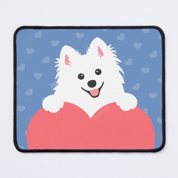 Item preview, Cute Fluffy White Dog in your Pocket - Love Heart Spitz designed and sold by kamahachi.
