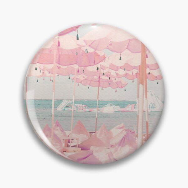 Item preview, Coastal Cowgirl Retro Pink Beach Poster With Canvas Texture designed and sold by clmstudio.