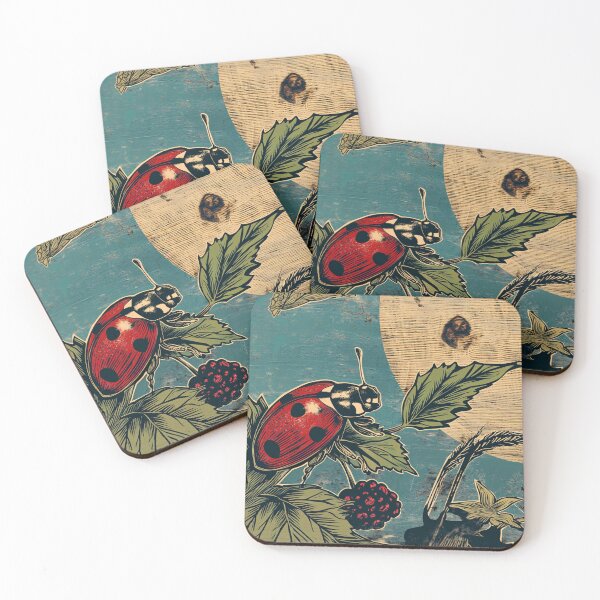 Item preview, Ladybug in the Moonlight Woodblock Print designed and sold by Artlizzard.