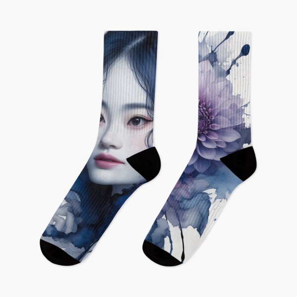 Item preview, Gorgeous girl blending With Indigo Dahlias - Cool Art designed and sold by joejiing.