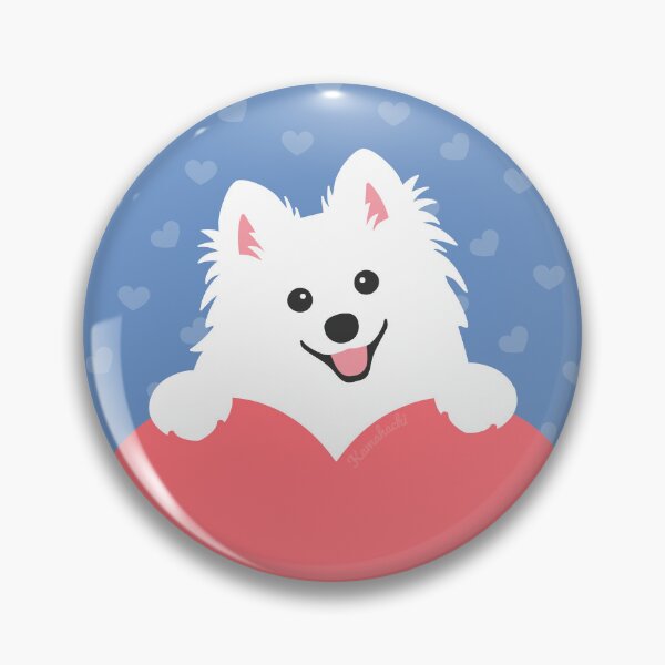 Item preview, Cute Fluffy White Dog in your Pocket - Love Heart Spitz designed and sold by kamahachi.