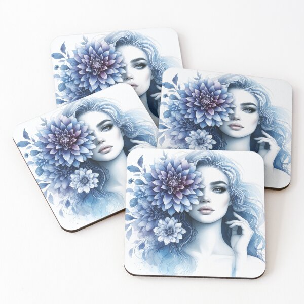 Item preview, Gorgeous girl blending With Indigo Dahlias - Cool Art designed and sold by joejiing.