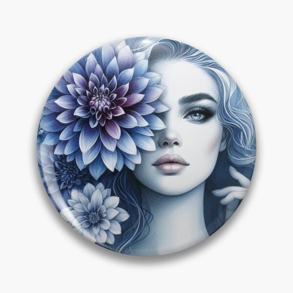Item preview, Gorgeous girl blending With Indigo Dahlias - Cool Art designed and sold by joejiing.