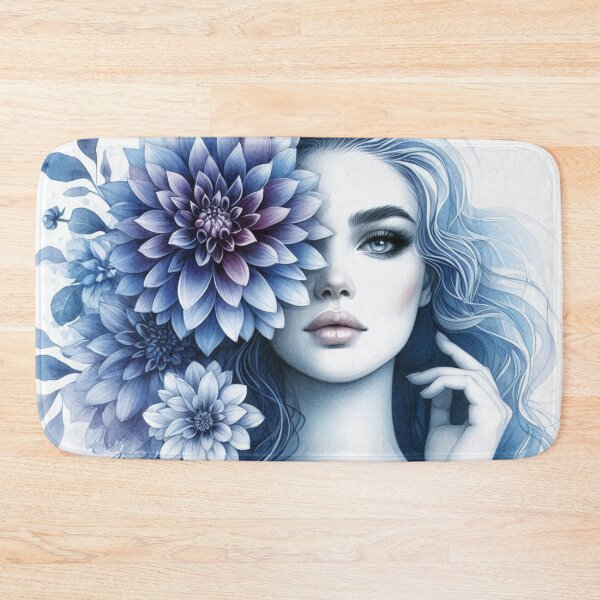 Item preview, Gorgeous girl blending With Indigo Dahlias - Cool Art designed and sold by joejiing.