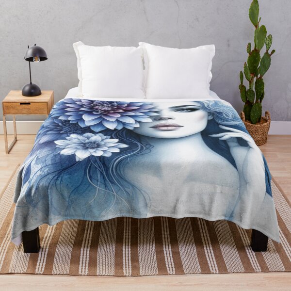 Aperçu de l'œuvre Superbe fille se mélangeant avec des dahlias indigo - Cool Art créée et vendue par joejiing.