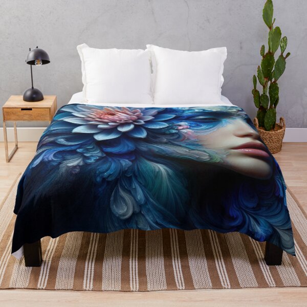 Aperçu de l'œuvre Superbe fille se mélangeant avec des dahlias indigo - Cool Art créée et vendue par joejiing.