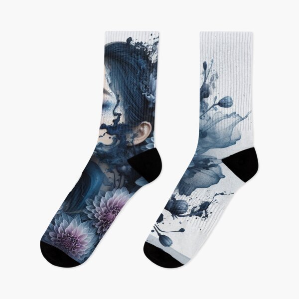 Item preview, Gorgeous girl blending With Indigo Dahlias - Cool Art designed and sold by joejiing.