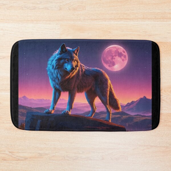 Item preview, Mystical Moonlit Wolf: A Majestic Creature Amidst the Serene Mountains designed and sold by DotsAndDesigns.