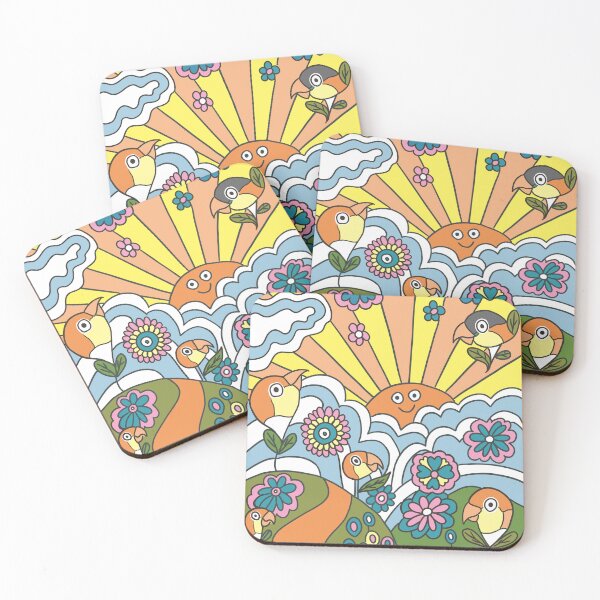 Item preview, caique parrot flower power 70s style designed and sold by okamechan.