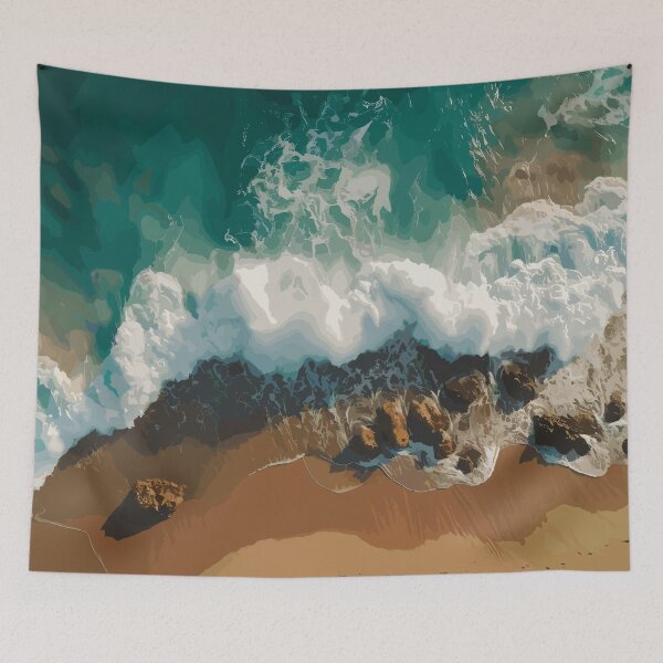 Item preview, Blue Green Ocean Waves And Sandy Beach designed and sold by Vector Scout Lab.