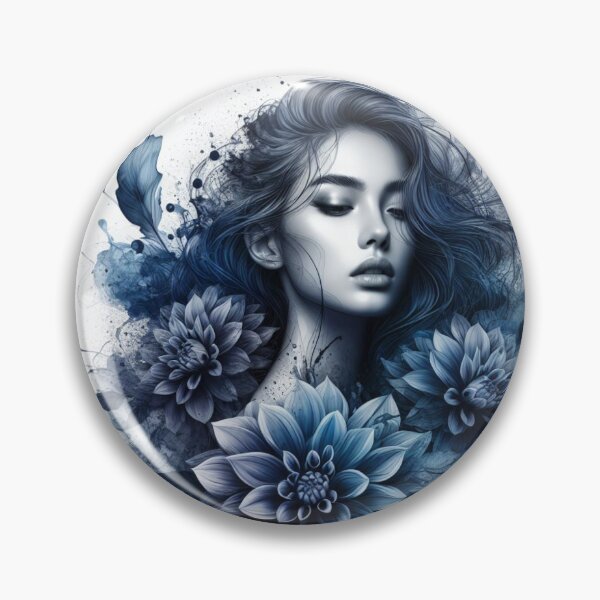 Item preview, Gorgeous girl blending With Indigo Dahlias - Cool Art designed and sold by joejiing.