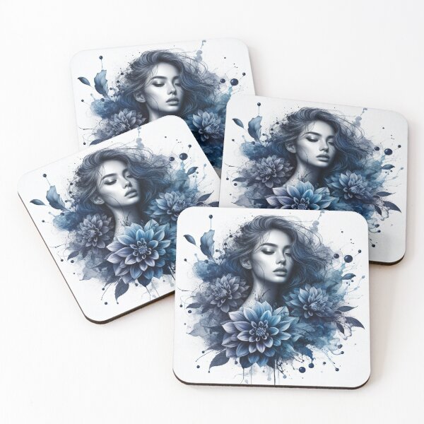 Item preview, Gorgeous girl blending With Indigo Dahlias - Cool Art designed and sold by joejiing.