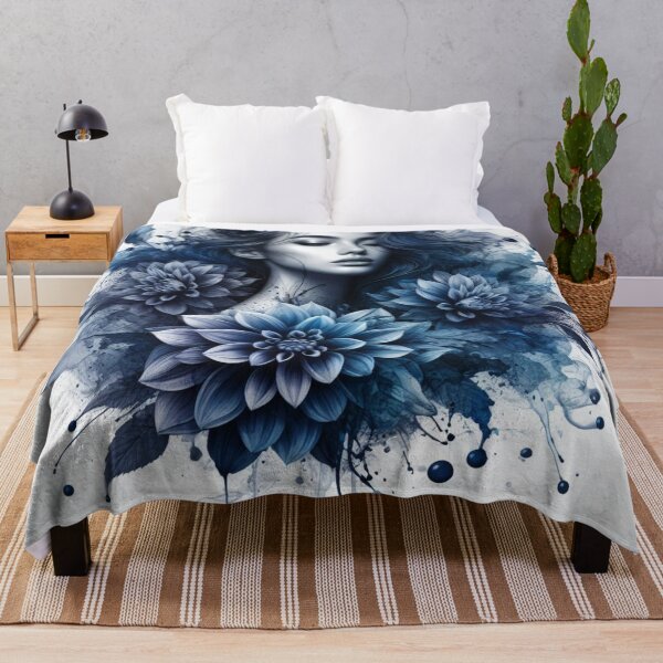 Aperçu de l'œuvre Superbe fille se mélangeant avec des dahlias indigo - Cool Art créée et vendue par joejiing.