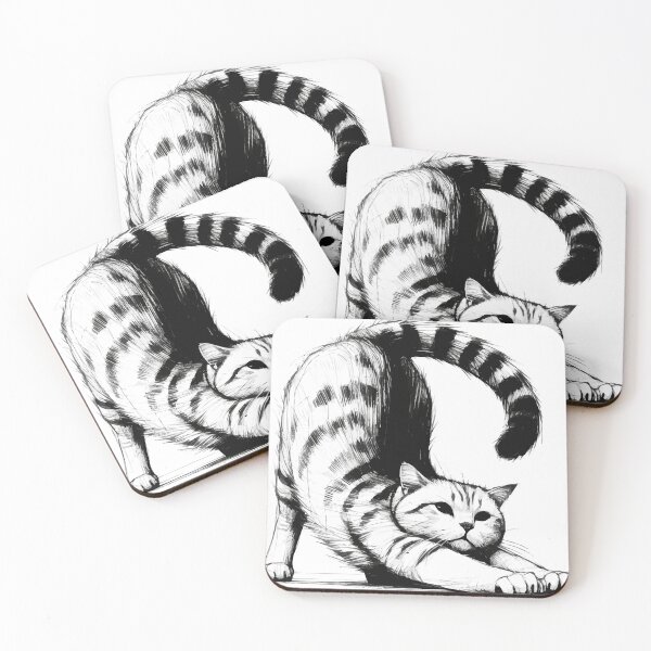 Item preview, Feline Stretch - Monochrome Cat Illustration designed and sold by Loveanddraw.