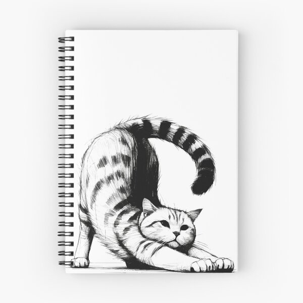 Item preview, Feline Stretch - Monochrome Cat Illustration designed and sold by Loveanddraw.