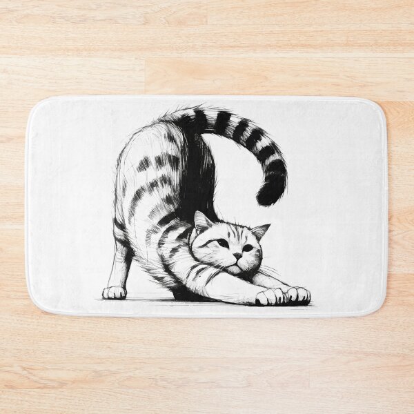 Item preview, Feline Stretch - Monochrome Cat Illustration designed and sold by Loveanddraw.