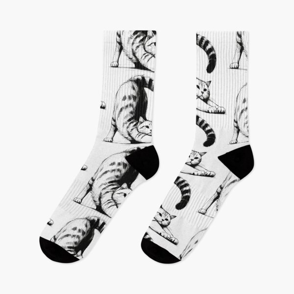 Item preview, Feline Stretch - Monochrome Cat Illustration designed and sold by Loveanddraw.