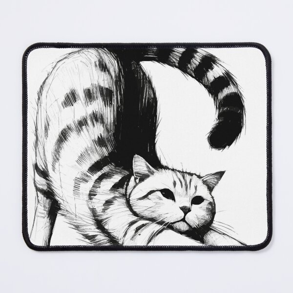 Item preview, Feline Stretch - Monochrome Cat Illustration designed and sold by Loveanddraw.