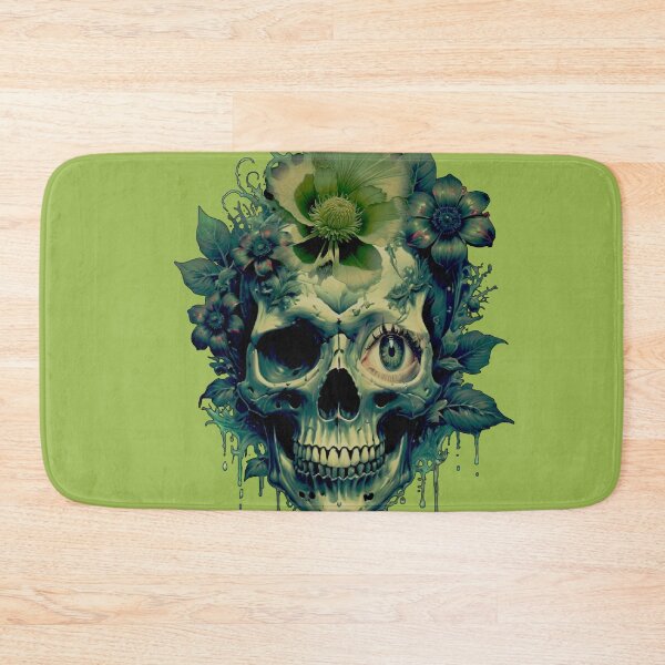 Item preview, Classic Green Floral Goth Skull  | Dark Vintage Emerald Flower Design designed and sold by DopeStick.