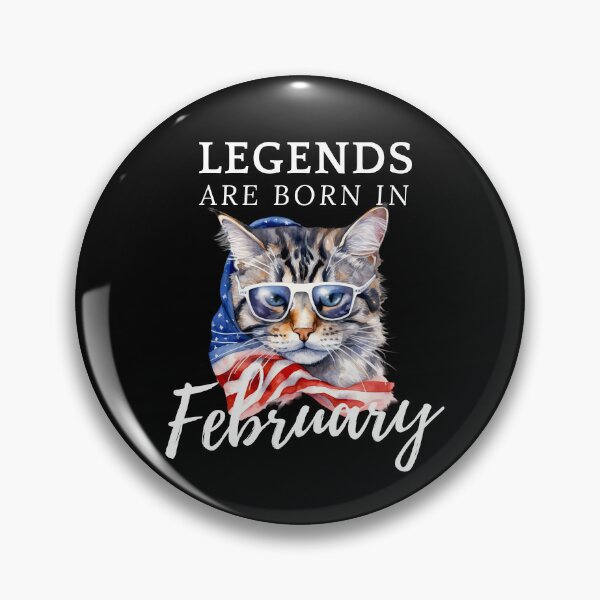 Item preview, Cat wearing blue sunglasses 'Legends are born in february 300dpi designed and sold by SOPIZiLA.
