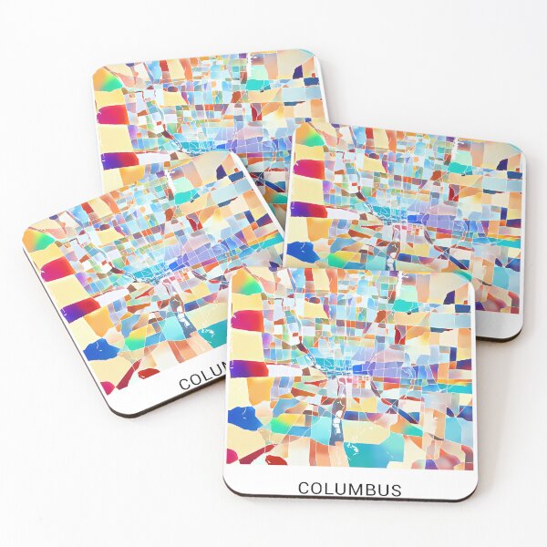 Item preview, Columbus Ohio Named City Map - Tropical Rainbow Scheme designed and sold by StylishStacks.