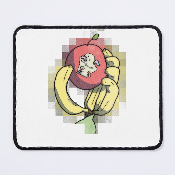 Item preview, Banana hand holding a sour gummy worm infested apple - digital art - vintage style - mosaic designed and sold by Dopamine Dumpster.