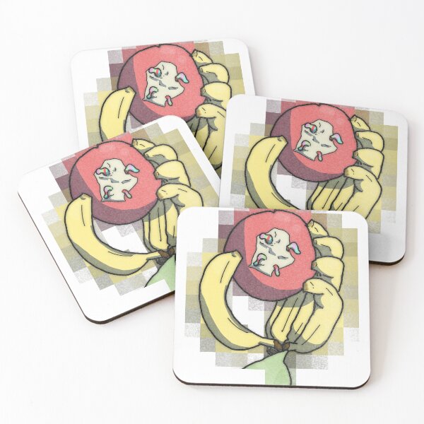 Item preview, Banana hand holding a sour gummy worm infested apple - digital art - vintage style - mosaic designed and sold by Dopamine Dumpster.