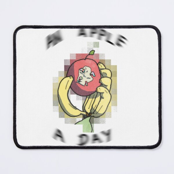 Item preview, An apple a day- Banana hand holding a sour gummy worm infested apple - digital art - vintage style - mosaic designed and sold by Dopamine Dumpster.