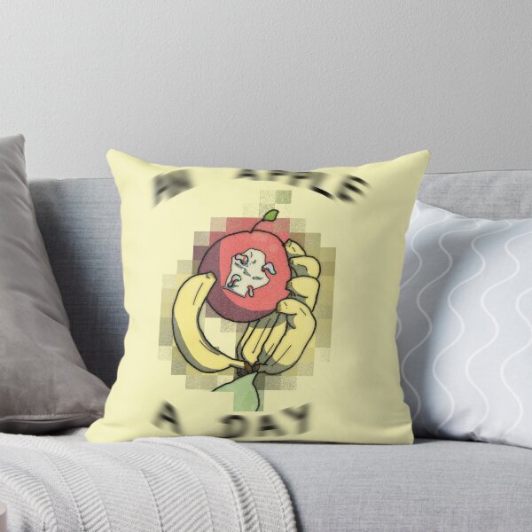 Item preview, An apple a day- Banana hand holding a sour gummy worm infested apple - digital art - vintage style - mosaic designed and sold by Dopamine Dumpster.