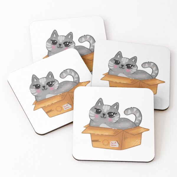 Item preview, Gray Cat In Box | Sticker, T-Shirt designed and sold by NicolasGlowArt.
