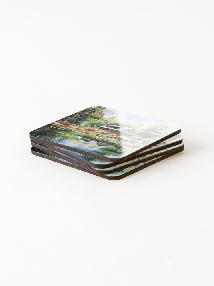 Thumbnail 4 of 5, Coasters (Set of 4), Lakeside Reverie designed and sold by RoonPalette.