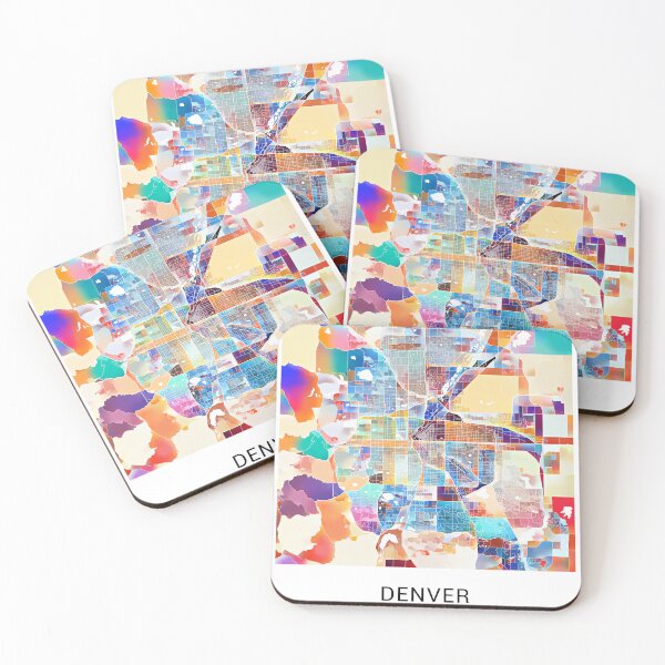 Item preview, Denver Colorado Named City Map - Tropical Rainbow Scheme designed and sold by StylishStacks.